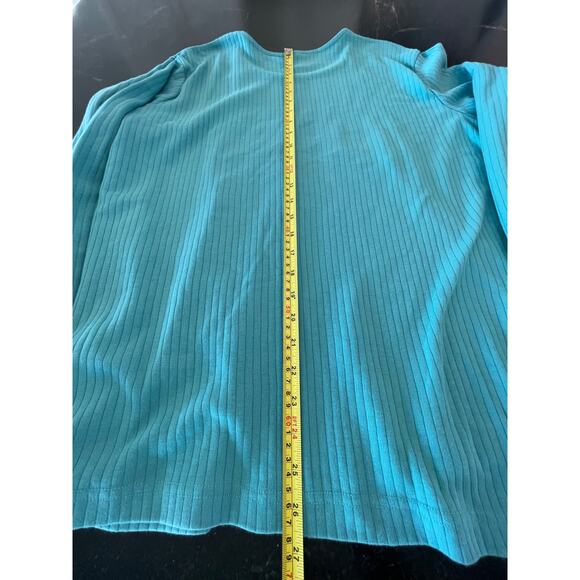 Blair Turquoise ribbed design long sleeve top button detail 3X - Picture 6 of 9